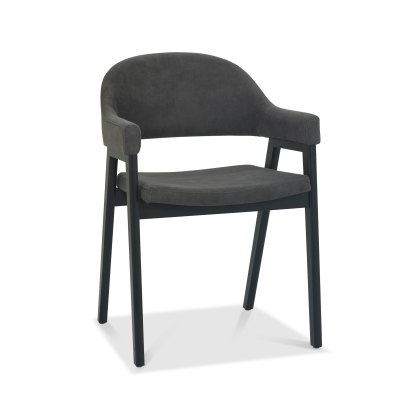 Rosen Peppercorn Upholstered Dark Grey Fabric Arm Chairs