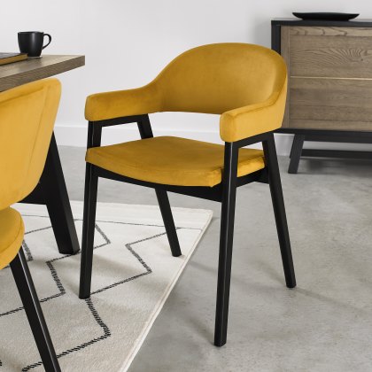 Rosen Peppercorn Upholstered Dark Mustard Velvet Fabric Arm Chairs