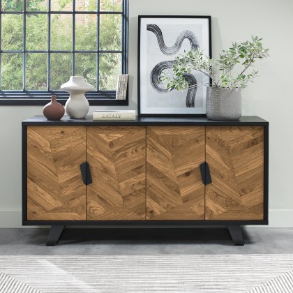 Castello Rustic Oak & Peppercorn Wide Sideboard