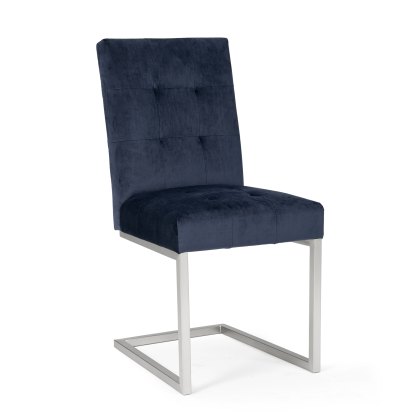 Turner Dark Oak Uph Dark Blue Velvet Cantilever Chairs