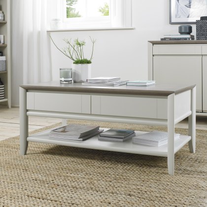 Jasper Grey Washed Oak & Soft Grey Coffee Table with Drawers