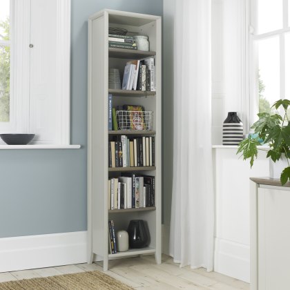 Jasper Grey Washed Oak & Soft Grey Narrow Bookcase