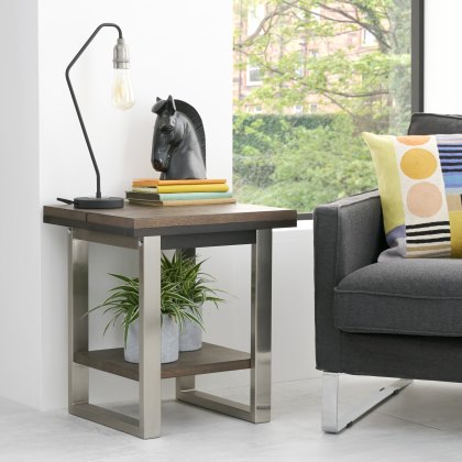 Grey oak lamp sales table