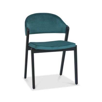 Rosen Peppercorn Azure Velvet Fabric Upholstered Side Chairs
