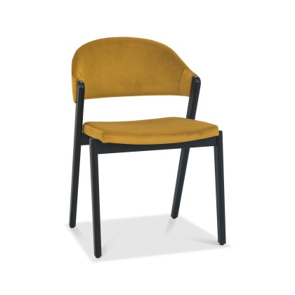 Rosen Peppercorn Dark Mustard Velvet Fabric Upholstered Side Chairs