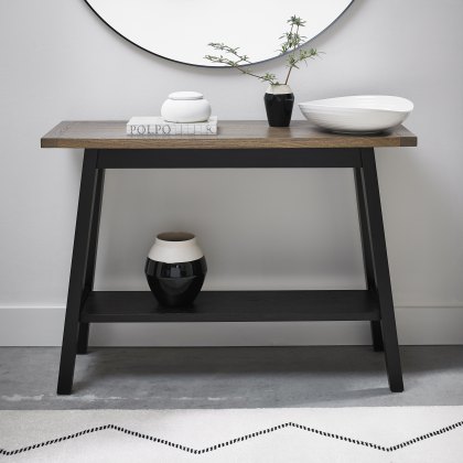 Rosen Weathered Oak & Peppercorn Console Table with Shelf