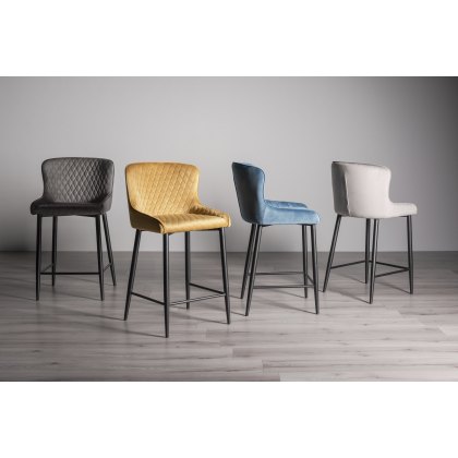 Cezanne Bar Stools Mustard Velvet/Black Home Origins - Main Image