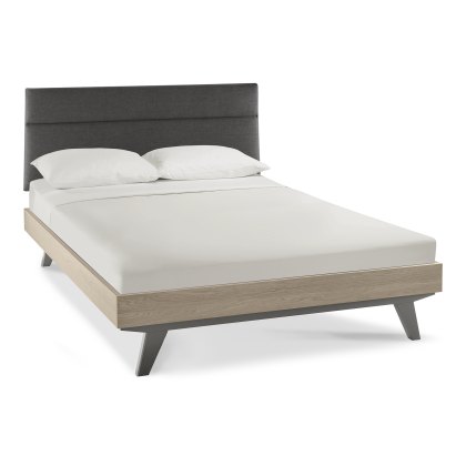 Olsen Scandi Oak & Dark Grey Uph Bedstead Double 135cm