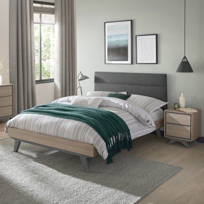 Olsen Scandi Oak & Dark Grey Uph Bedstead King 150cm