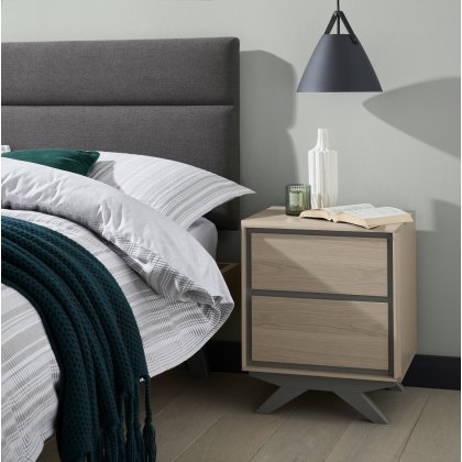 Olsen Scandi Oak & Dark Grey 2 Drawer Nightstand