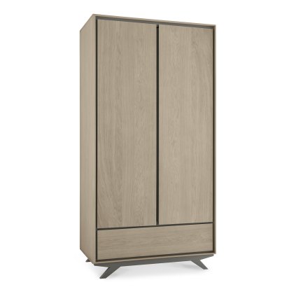 Olsen Scandi Oak & Dark Grey Double Wardrobe
