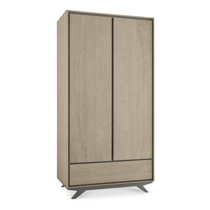 Olsen Scandi Oak & Dark Grey Double Wardrobe