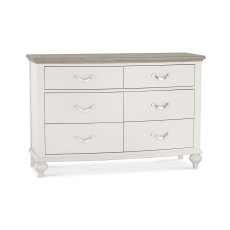 Milller Grey Washed Oak & Soft Grey 6 Drawer Wide Chest