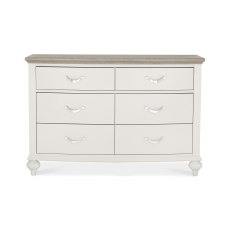 Milller Grey Washed Oak & Soft Grey 6 Drawer Wide Chest