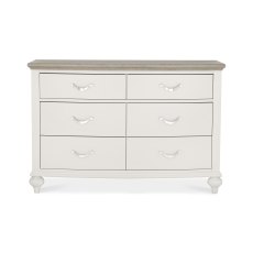 Milller Grey Washed Oak & Soft Grey 6 Drawer Wide Chest