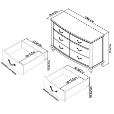 Milller Grey Washed Oak & Soft Grey 6 Drawer Wide Chest