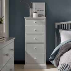 Palmer Soft Grey 5 Drawer Tall Chest