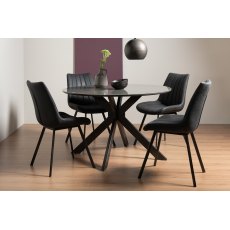 Hirst Grey Painted Glass 4 Seater Dining Table & 4 Fontana Dark Grey Faux Suede Chairs