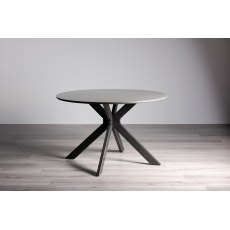 Hirst Grey Painted Glass 4 Seater Dining Table & 4 Fontana Dark Grey Faux Suede Chairs