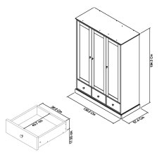 Palmer Soft Grey Triple Wardrobe