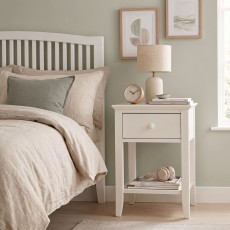 Palmer - White 1 Drawer Bedside Table Palmer - White 1 Drawer Bedside Table