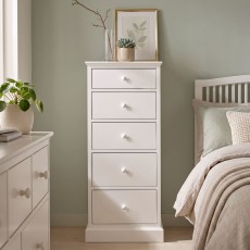 Palmer - White 5 Drawer Tall Chest Palmer - White 5 Drawer Tall Chest