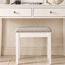 Palmer - White Vanity Stool in Grey Fabric Palmer - White Vanity Stool in Grey Fabric