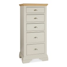 Colman Soft Grey & Pale Oak 5 Drawer Tall Chest