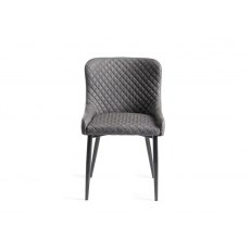 Ramsay 4 Leg Oak Effect 6 Seater & 6 Cezanne Chairs in Dark Grey Faux Leather with Black Legs