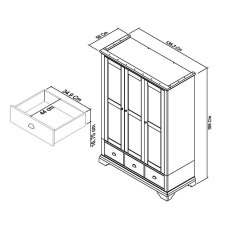 Colman Soft Grey & Pale Oak Triple Wardrobe