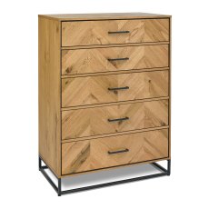 Varo Rustic Oak 5 Drawer Tall Chest