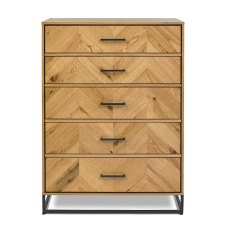 Varo Rustic Oak 5 Drawer Tall Chest