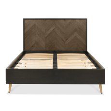 Morreto Fumed Oak & Peppercorn Panel Bedstead Double 135cm