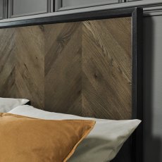 Morreto Fumed Oak & Peppercorn Panel Bedstead Double 135cm
