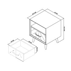 Morreto Fumed Oak & Peppercorn 1 Drawer Nightstand