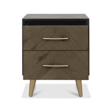 Morreto Fumed Oak & Peppercorn 2 Drawer Nightstand