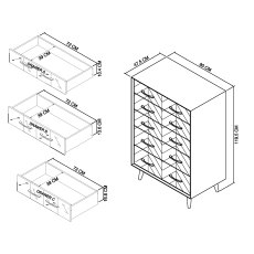 Morreto Fumed Oak & Peppercorn 5 Drawer Chest