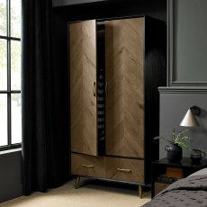 Morreto Fumed Oak & Peppercorn Double Wardrobe