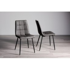 Ramsay 4 Leg Oak Effect 6 Seater & 6 Mondrian Dark Grey Faux Leather Chairs