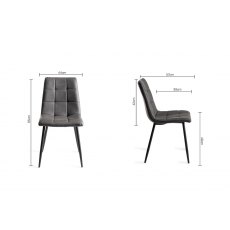 Ramsay 4 Leg Oak Effect 6 Seater & 6 Mondrian Dark Grey Faux Leather Chairs