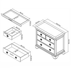 Venet White 2+2 Drawer Chest