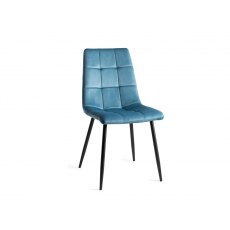 Ramsay 4 Leg Oak Effect 6 Seater & 6 Mondrian Petrol Blue Velvet Chairs