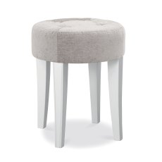 Venet White Stool - Pebble Grey Fabric