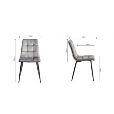 Ramsay 4 Leg Oak Effect 6 Seater & 6 Mondrian Grey Velvet Fabric Chairs