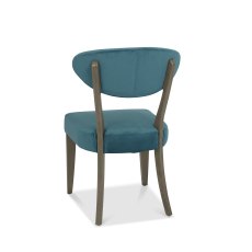 Bosco Fumed Oak Chair in Azure Velvet Fabric
