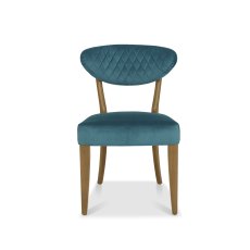 Bosco Rustic Oak Chair in Azure Velvet Fabric