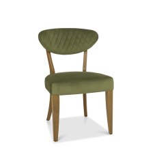 Bosco Rustic Oak Chair in Cedar Velvet Fabric