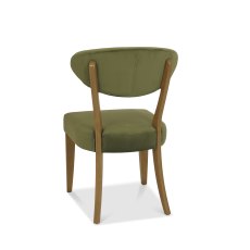 Bosco Rustic Oak Chair in Cedar Velvet Fabric