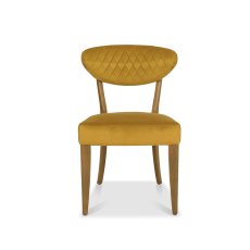 Bosco Rustic Oak Chair in Mustard Velvet Fabric
