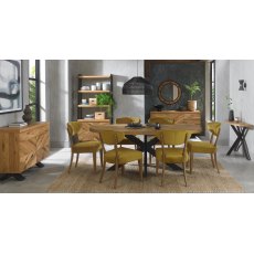 Bosco Rustic Oak Chair in Mustard Velvet Fabric